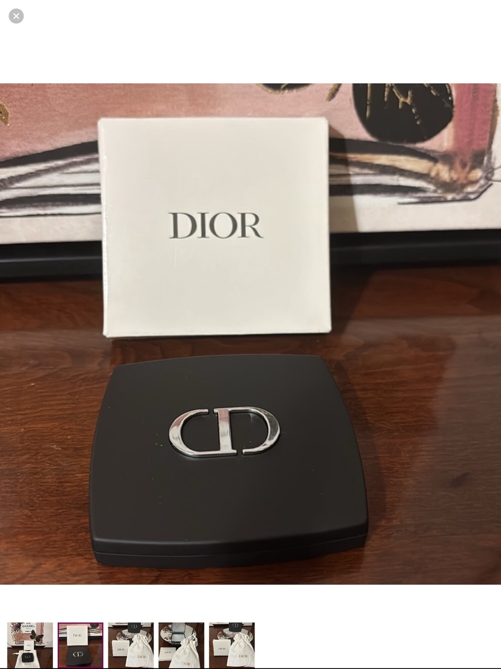 NEW! Dior Black Compact with Silver CD Emblem